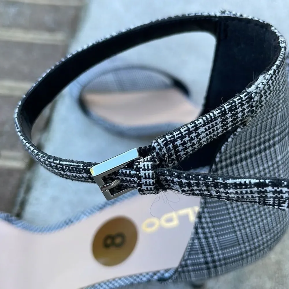 Aldo Black and White Glen Plaid Heels. Size 8.
